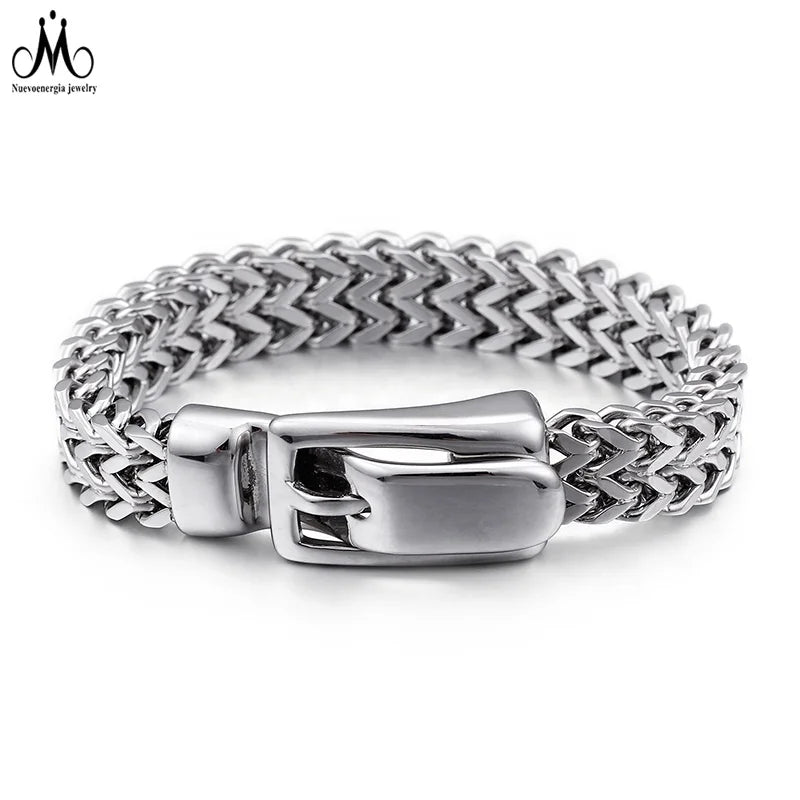 Luxury Stainless Silver Men Bracelet Jewelry Braided Wheat Chain Bracelets Men Charm Stainless Steel Bracelet