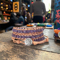 Handmade Bohemian Healing Bracelet for Women 6mm Natural Amethyst Beads 3 Strands Leather Wrap Geometric Trendy Crystal Bangle