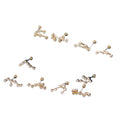 HOVANCI Wholesale Gold Plated Twelve Zodiac Birthstone Ear Studs Asymmetric Cubic Zircon Aretes Earrings Set Stylish for Parties