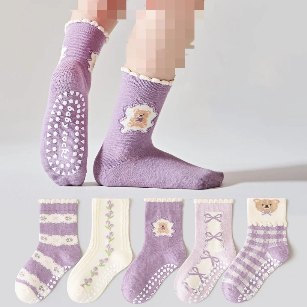 Autumn Children's Cotton Non-Slip Mid-Calf Socks Big Kids' Glue Dot Socks Boys Girls Socks Wholesale