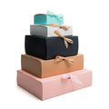 Custom Paper Flat Folding Packing Box With Ribbon Recyclable Gift Silk Scarf Clothing Packaging Boxes