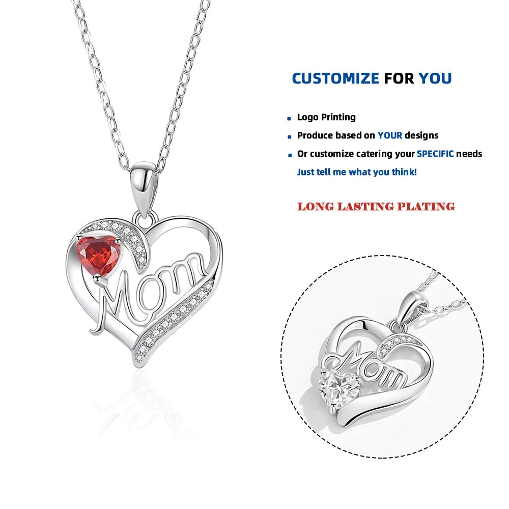 DY884 925 Sterling Silver Love Heart Necklaces Silver Necklace Zircon Pendant Necklaces for Women Jewelry Gift for Women
