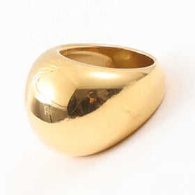 Hot Sale Women Creative Trendy Minimalist Jewelry 18k Gold Plated Stainless Steel Large Cambered Surface Chunky Ring