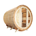 2024 New 6 Person Dry Steam Solid Wood Red Cedar Outdoor Barrel Sauna with Sauna House and Stove