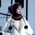 Fashion Women Fleece Lined Warm Hats Neck Warm Beanie Knitted Cap Scarf Set