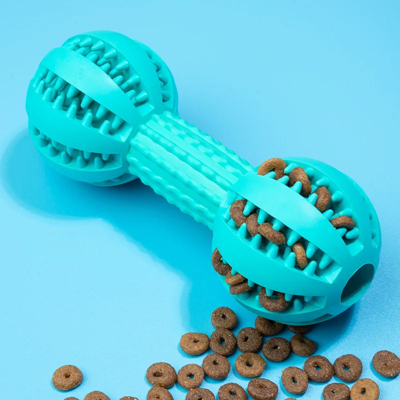 POPULAR Dumbbell Shaped Pet Leaky Feeder Rubber Dog Bone Chew Toy