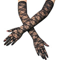 54cm Women Lace Gloves Tulle Elbow Short Wedding Bride Dress Mittens Sunscreen Black White 100% Polyester