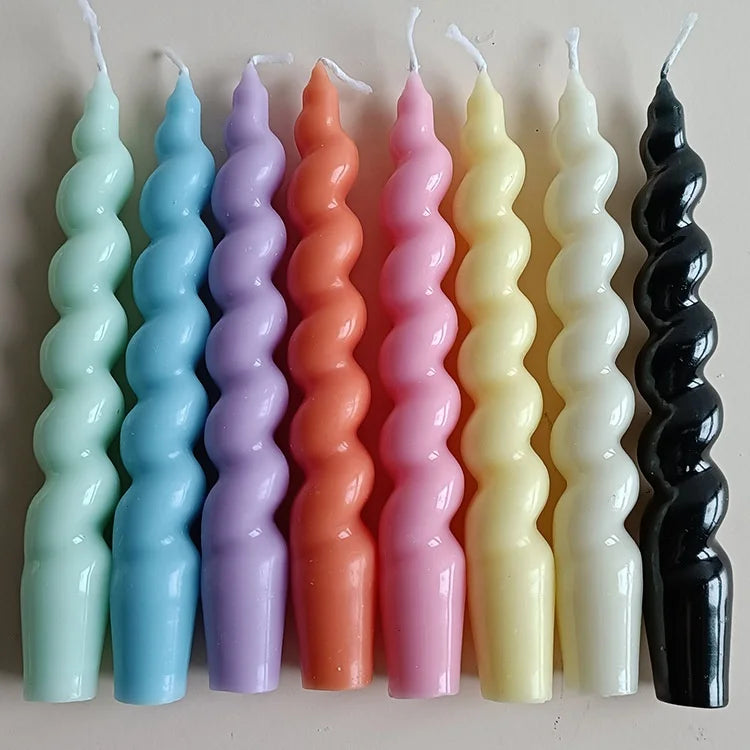 French Twisted Spiral Candle Candlelight Dinner Romantic Gift Candy-Colored Pillar Candle