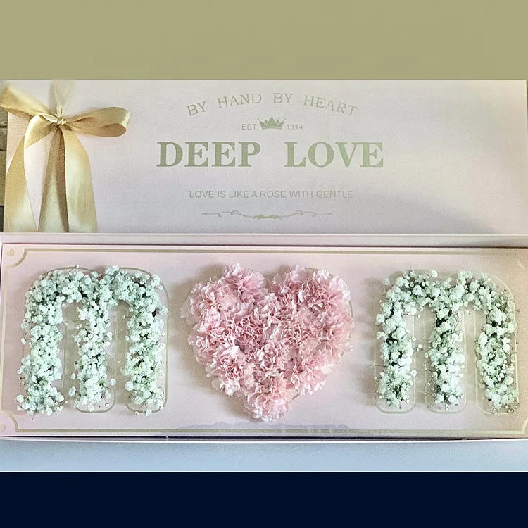 Chengruo Custom Embossed Wedding Pack Gift Bouquet Box Luxuriating Mom I love You MM Packaging for Unique Display of Flowers