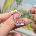 Natural Freshwater Aquaculture Pearl Earrings Inlaid Butterfly Design Organic Seawater Shell Pearl Jewelry