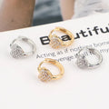 Vintage Minimalist Statement Earrings Cute Small Gold Hoop with Zircon Heart Trendy Huggies Design for Women Girls Made of Brass