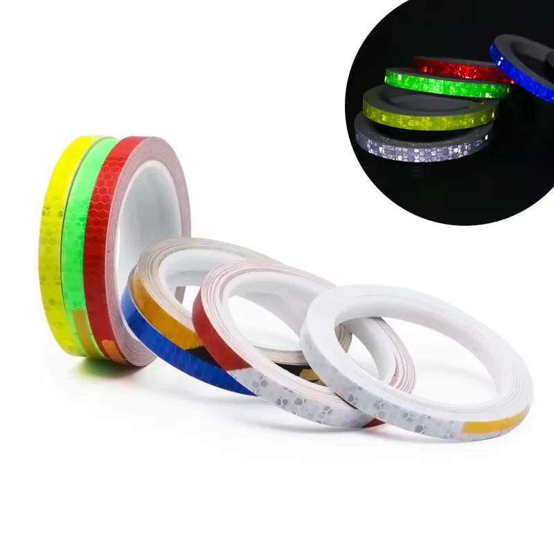 RIDERACE Reflective Stickers Bike Color Visual Fluorescent Adhesive Tape MTB Safety Warning Sticker for Outdoor Night Cycling