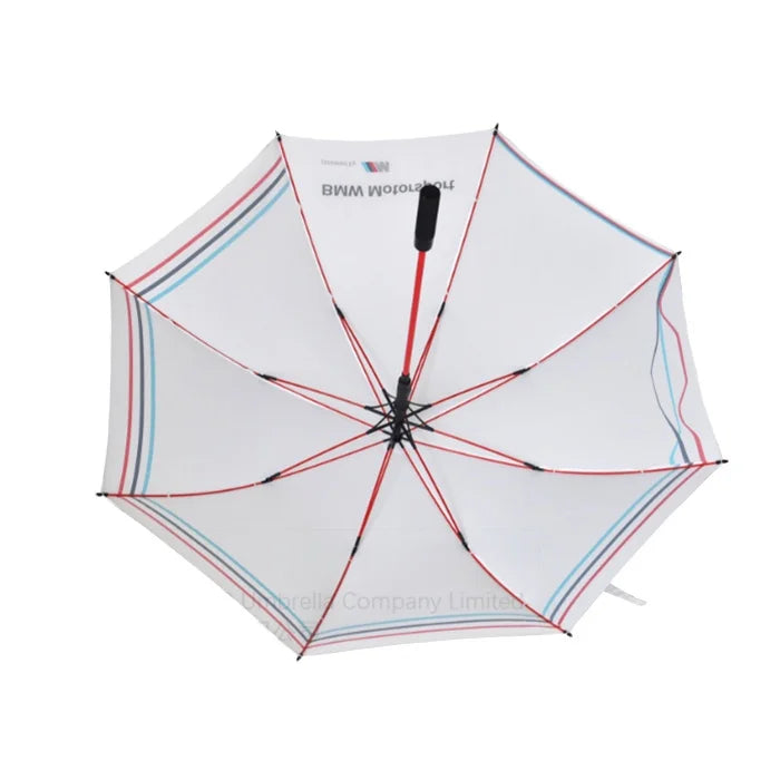 Customized logo Printing Pongee Golf Umbrella Red Color Fiberglass Frame 30 Inch  Auto Open Golf Umbrella
