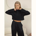 Hollow Women Suit Wholesale Long Sleeved Waist Baring Top Custom logo Elastic Trousers Factory Directly