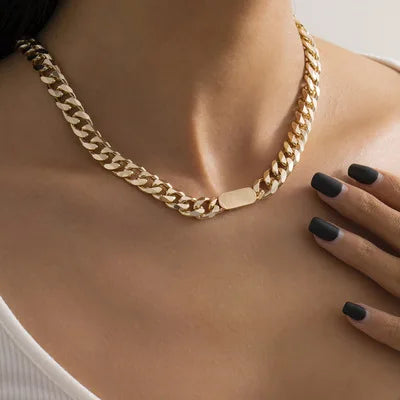 Hip Hop Gold Chain Costume  Big Chunky Gold Chain for Men Punk Style Turnover Chain Necklace for Men