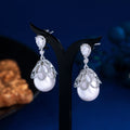 New Arrivals Shiny White Cubic Zircon Wedding Bridal Imitation Pearl Dangle Drop Earrings for Women Elegant Jewelry