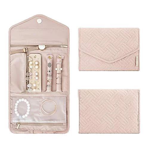 Elegance Jewelry Travel Roll Customizable Rectangle Luxurious Pouch Earrings Rings Jewelry Storage Organizer Polyester Visible