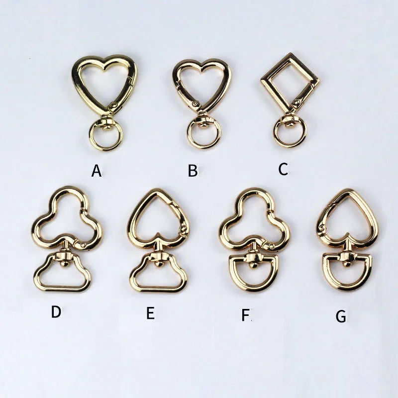 Heart Swivel Spring Clasps Carabiner Buckle Metal Spring Key Chain Hook Clasps Hardware Accessories for Handbag DIY Bags