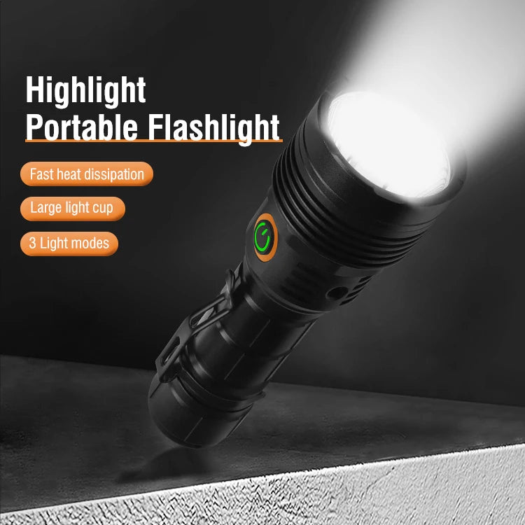 High Lumen Tactical Flashlight 1000LM | USB-C Rechargeable LED Torch with SST40 Lamp Bead & Aluminum Alloy Body