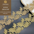 Gold Thread Lace Water-soluble Metal Thread Embroidery Leaf Shaped Lace Gold Embroidery Barcode