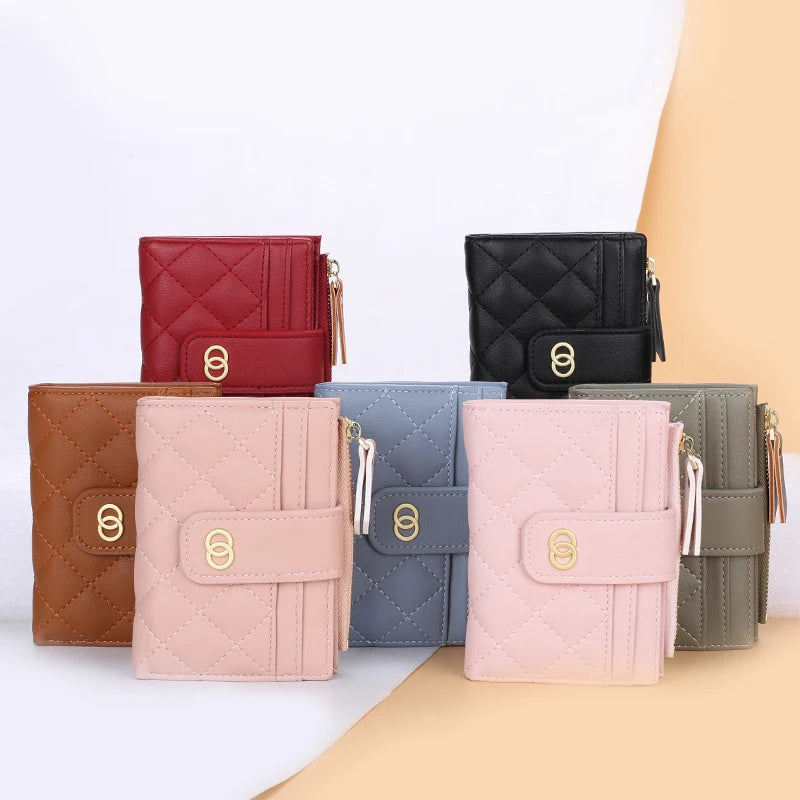 New Model Fashion Korean Baellerry Branded Short Pu Leather Women Card Wallet
