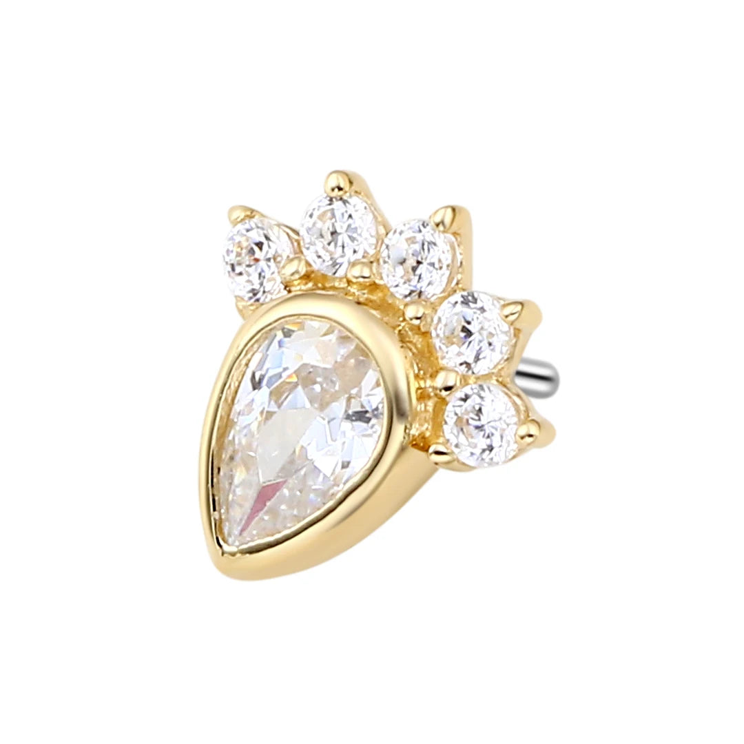 Eternal Classic 14K Solid Gold Threadless Push Pin Ends 5A Clear Zircon Body Piercing Jewelry for Wedding Engagement Wholesale