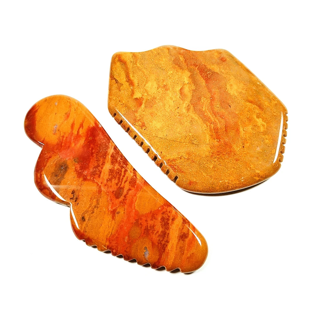 DIY Bulk Supplier Spiky Mookaite jasper Gua Sha Board Stone Tool for Anti Aging Spiky Guastone Skin Care Set