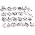 30pcs/lot No Fade Charms 316 Stainless Steel Feather Leaf Moon Star Heart for Necklace Pendant Charms Diy Jewelry Making
