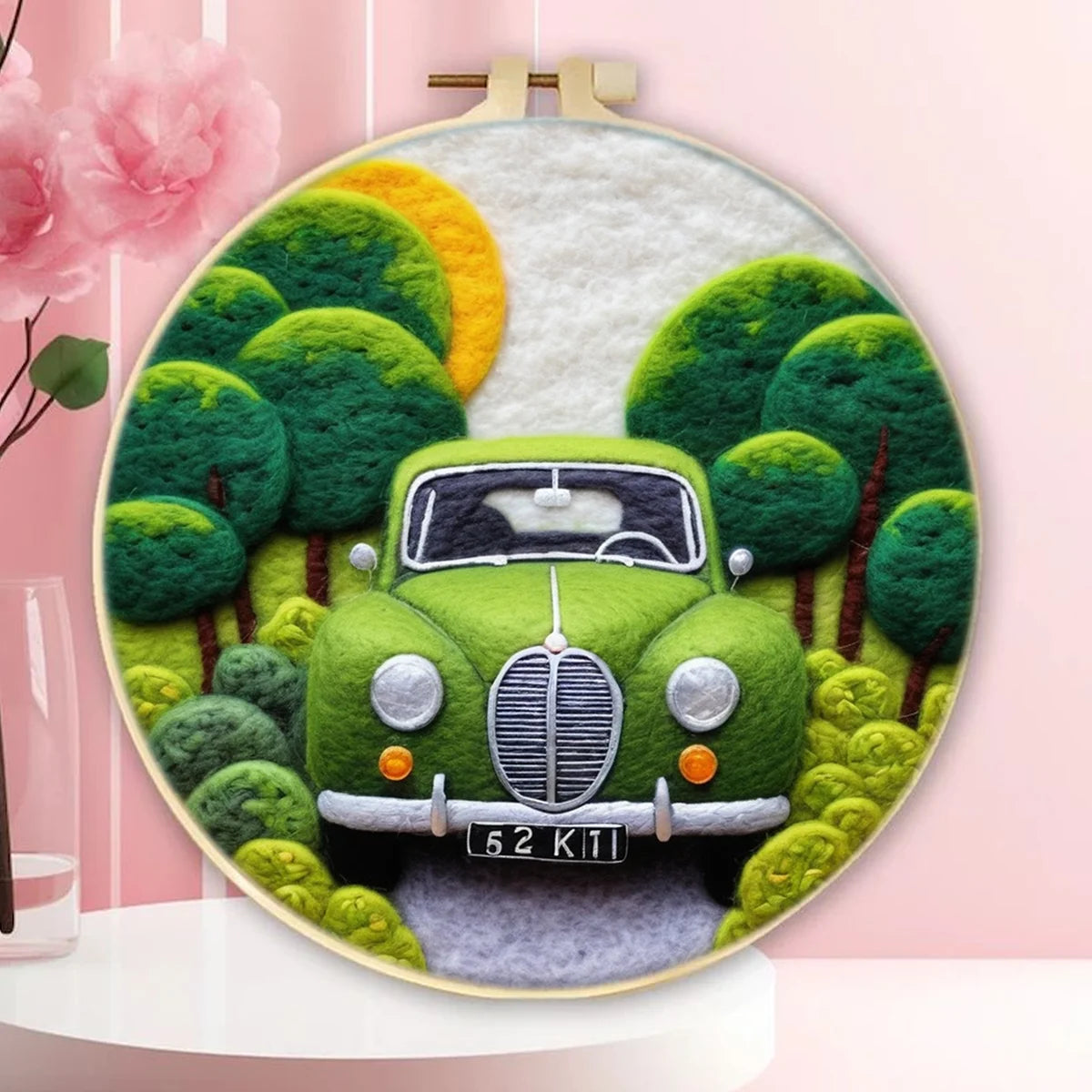 CHENISTORY DIY Wool Felting Painting With Embroidery Frame Handmade Needle Wool Painting Picture for Home Decors Crafts Gift