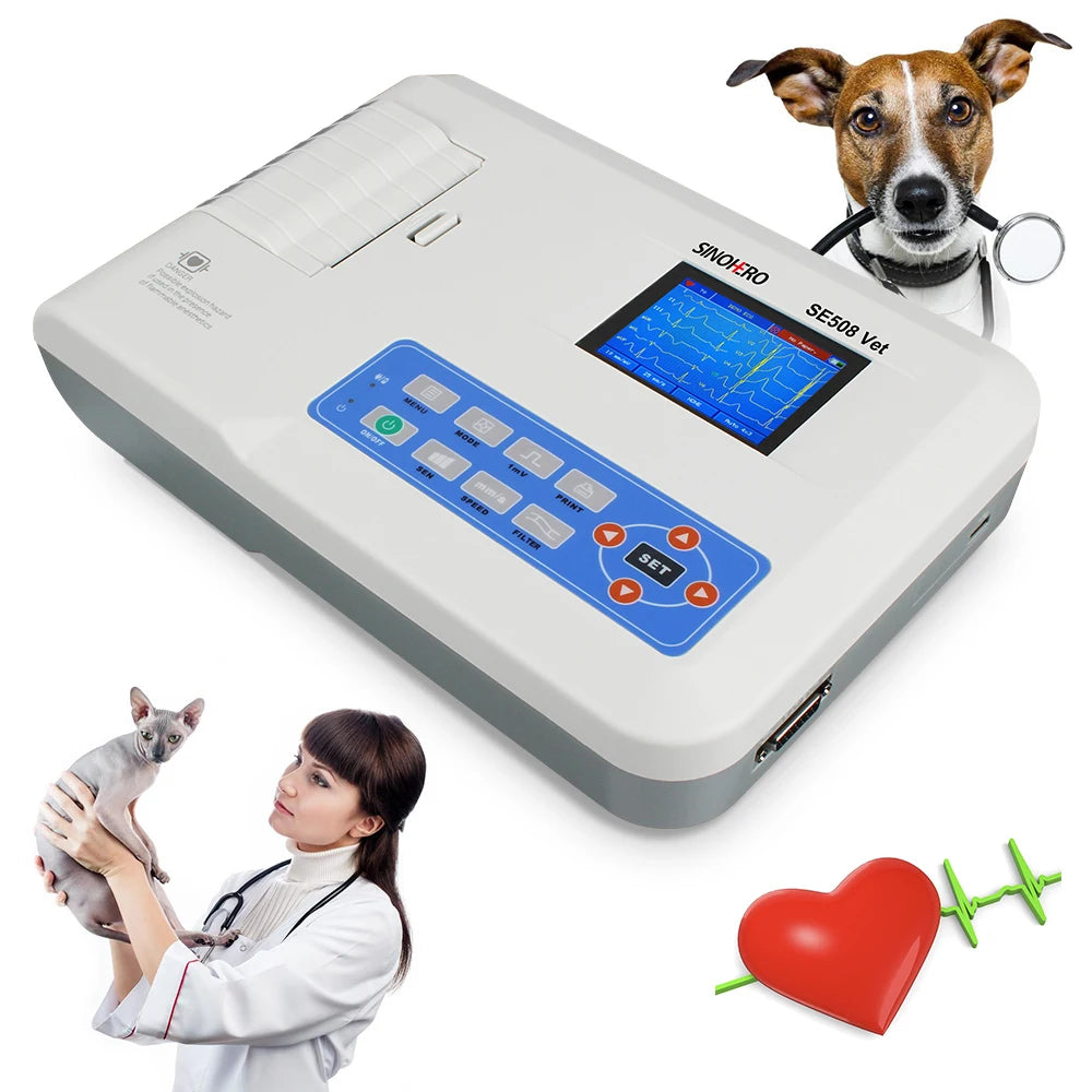 Digital Veterinary Electrocardiograph Machine Portable 3 Channel Ecg/Ekg Machine for Animals