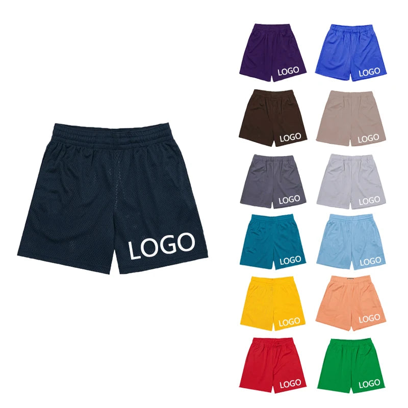 Blank Custom Logo Boys Shorts Plus Size Polyester Gym Men's Mesh Sports Shorts Basketball With Pocket