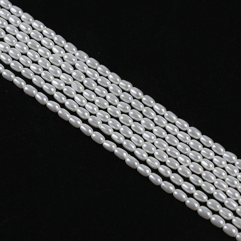 Zhuji Wholesale 3mm Mother  of Pearl Beads Rice Pearl Natural White Beads