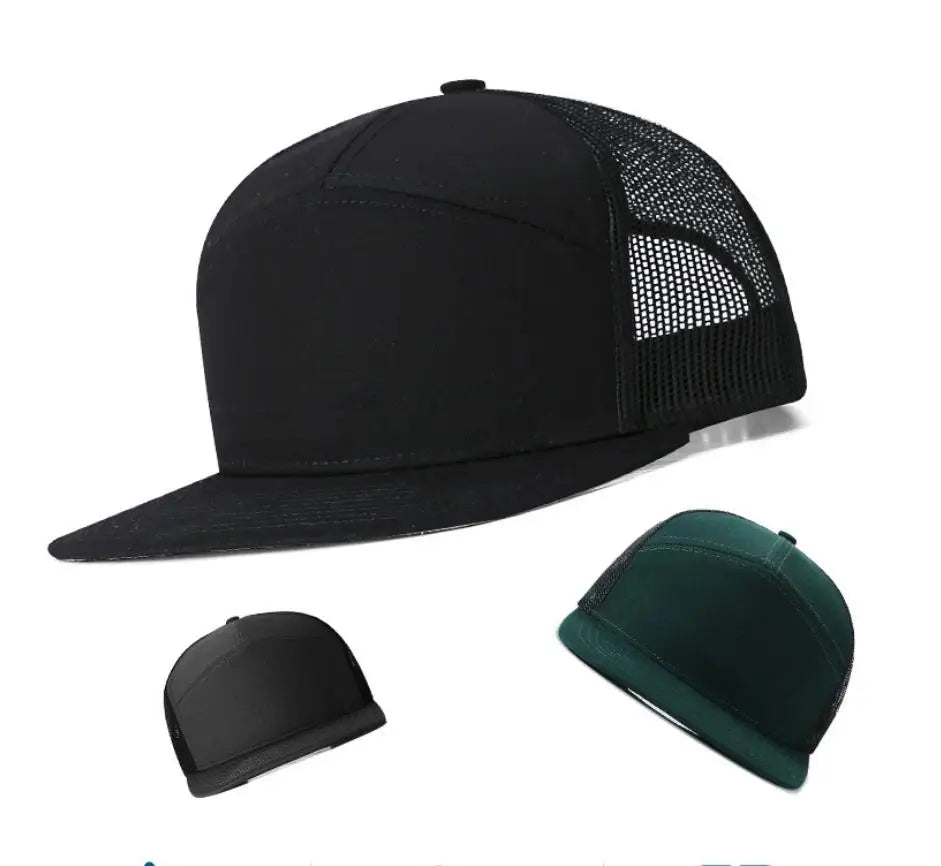 New Arrival Custom 7 Panel Baseball Hat Unisex Mesh Truckcap Sporty Hand Embroidery Breathable Summer Outdoor Shade