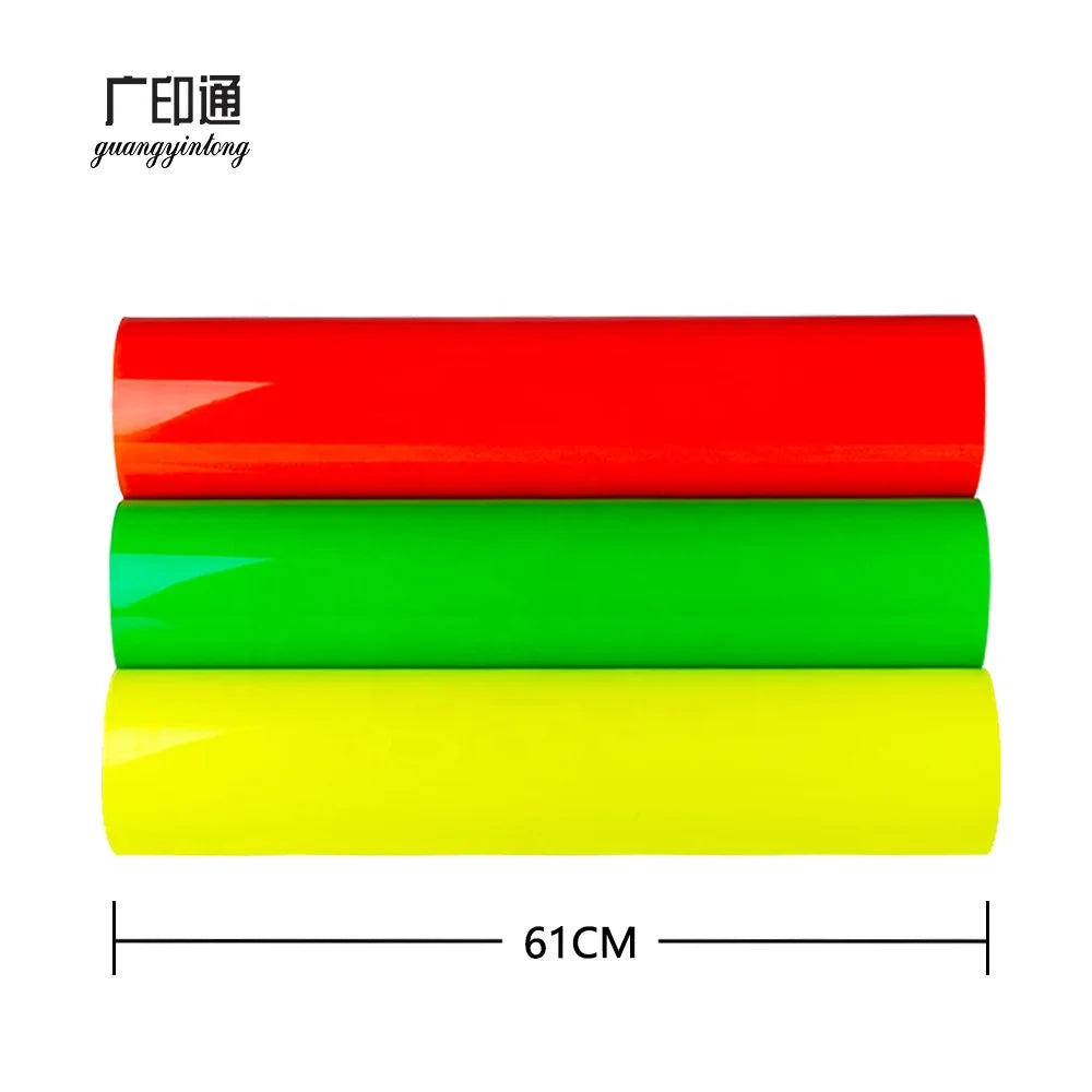 Guangyintong PU Fluorescent Series Heat Transfer Vinyl Roll for Shirt Htv Heat Transfer Paper for Dark Fabrics Easy