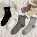 Women's Luxury Casual Cotton Crew Knitted Socks Solid Color Standard Thickness Breathable Quick Dry for Daily Use Spring