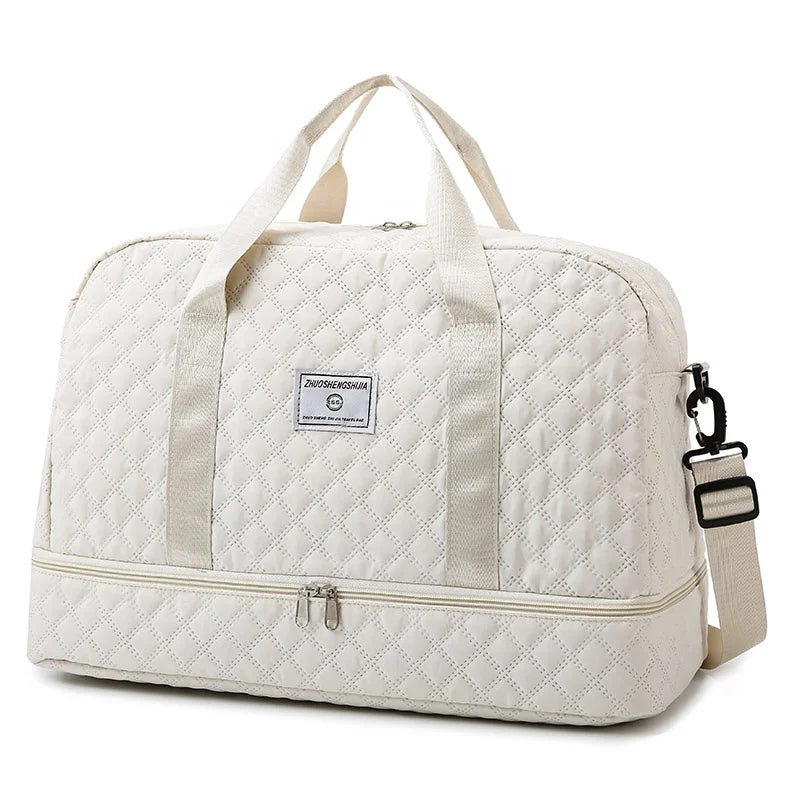 Unisex Large Capacity Travel Bag with Custom Logo Fashionable Rhombic Gym and Weekend Duffle Bag Made From Nylon for Men Women