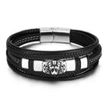 Wholesale Fashion Jewelry Man Leather Stainless Steel  Bracelet Multi-strand Leather Bracelet for an