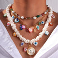 Colorful Trendy Geometric Gold Plated Imitation Pearl Charm Strand Necklace Unisex for Anniversary