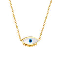Custom 18k Gold Plated Joyeria De Acero Inoxidable Women Fashion Necklace Blue Eye Charm Pendant Stainless Steel Necklace
