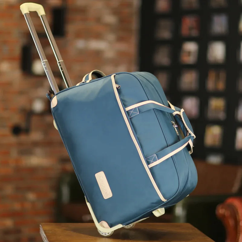 Large Capacity Travel Suitcase with Spinner Wheels Foldable Duffle Cabin Luggage for Women and Men Hand Carry Bag