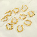 Gold Plated Stainless Steel Twisted Huggie Hoops Classic Style Chunky Earjewelry for Women As Gift