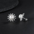 D1030 Abiding Jewelry New Arrival Stud 8mm White Fresh Water Pearl Dainty Bridal Wedding Silver Flower Stud Earrings