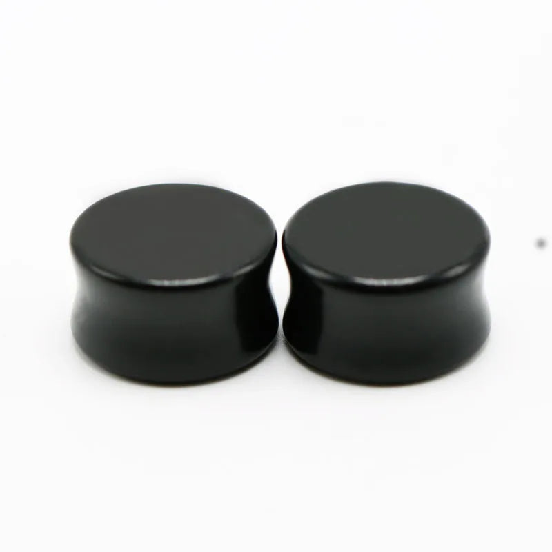 Huiying Natural black agate ear plug agate ear plugs women earing 6mm Jewelry