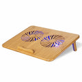 2 Fan Bamboo Gaming Laptop Cooling Pad Notebook Cooler Holder Laptop Stand Radiator Bamboo Crafts