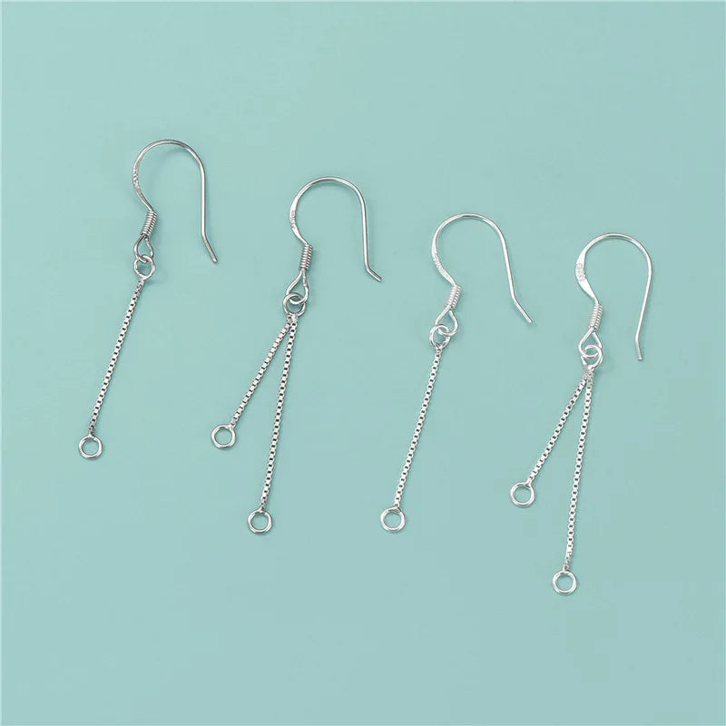 Jewelry Findings 925 Solid Sterling Silver Ear Box Chain Wire Hooks for Earrings Wholesale
