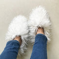 New Design Flat Bottom Fluffy Fuzzy Shoes Long Sheepskin Slide Women Mongolian Fur Slippers