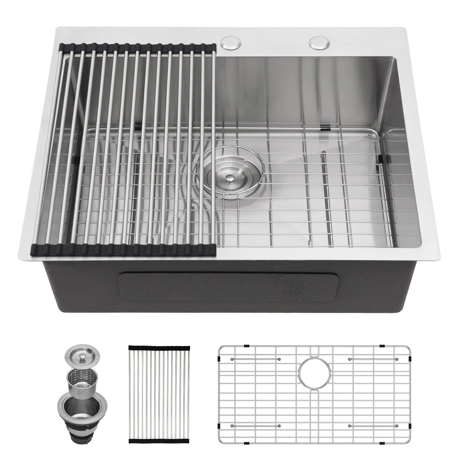 Single Bowl  Kitchen Sink 28*22-inch  16 Gauge Stainless Steel Counter Top Drop-in Kitchen Sink Household Dishwasher Sink