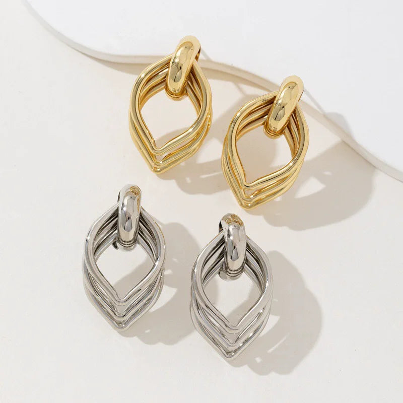Vintage Multi-layer Geometric Earrings for Women Unique and Trendy Luxury Jewelry for Ears Wholesale N2302151