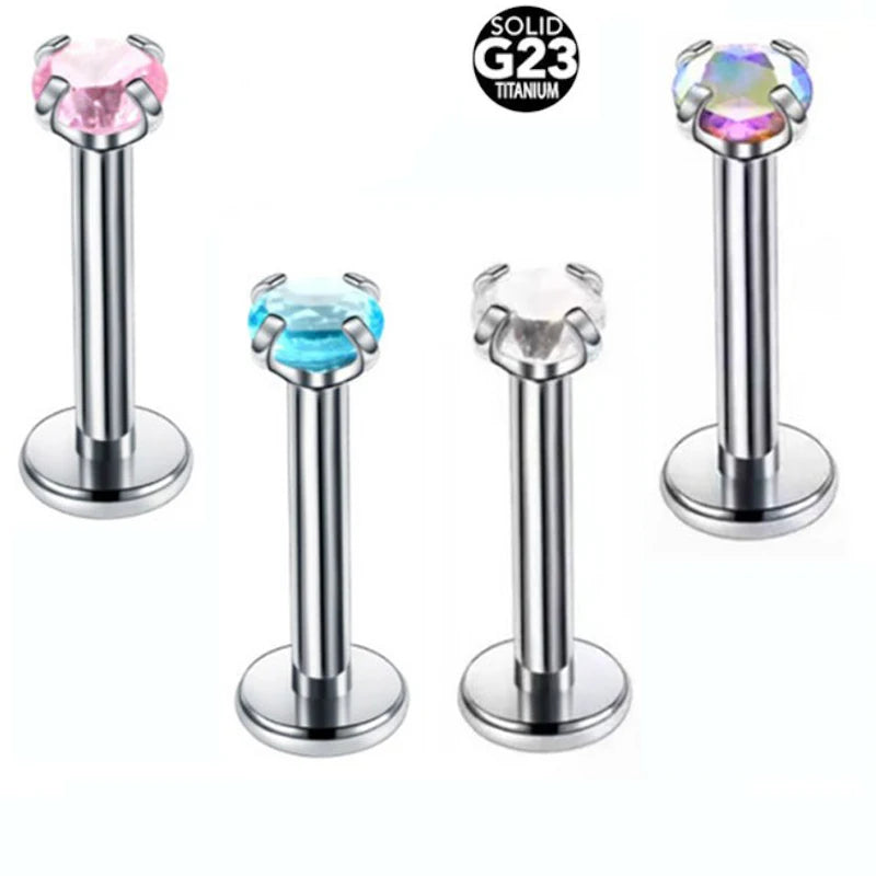 F136 Titanium Lip Body Piercing Jewelry with Zircon G23 Titanium Inner Thread Claw Setting Technology for Weddings Engagements