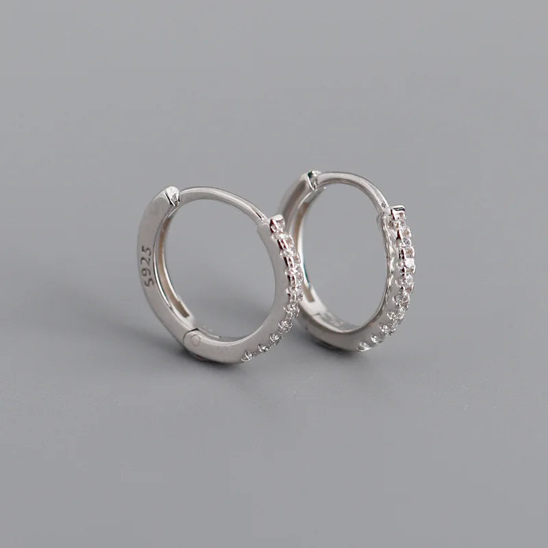2025 Vintage Style 8.6mm 925 Sterling Silver Classic Round Hoop Earrings for Women Rhodium & Gold Plated with Zircon Main Stone